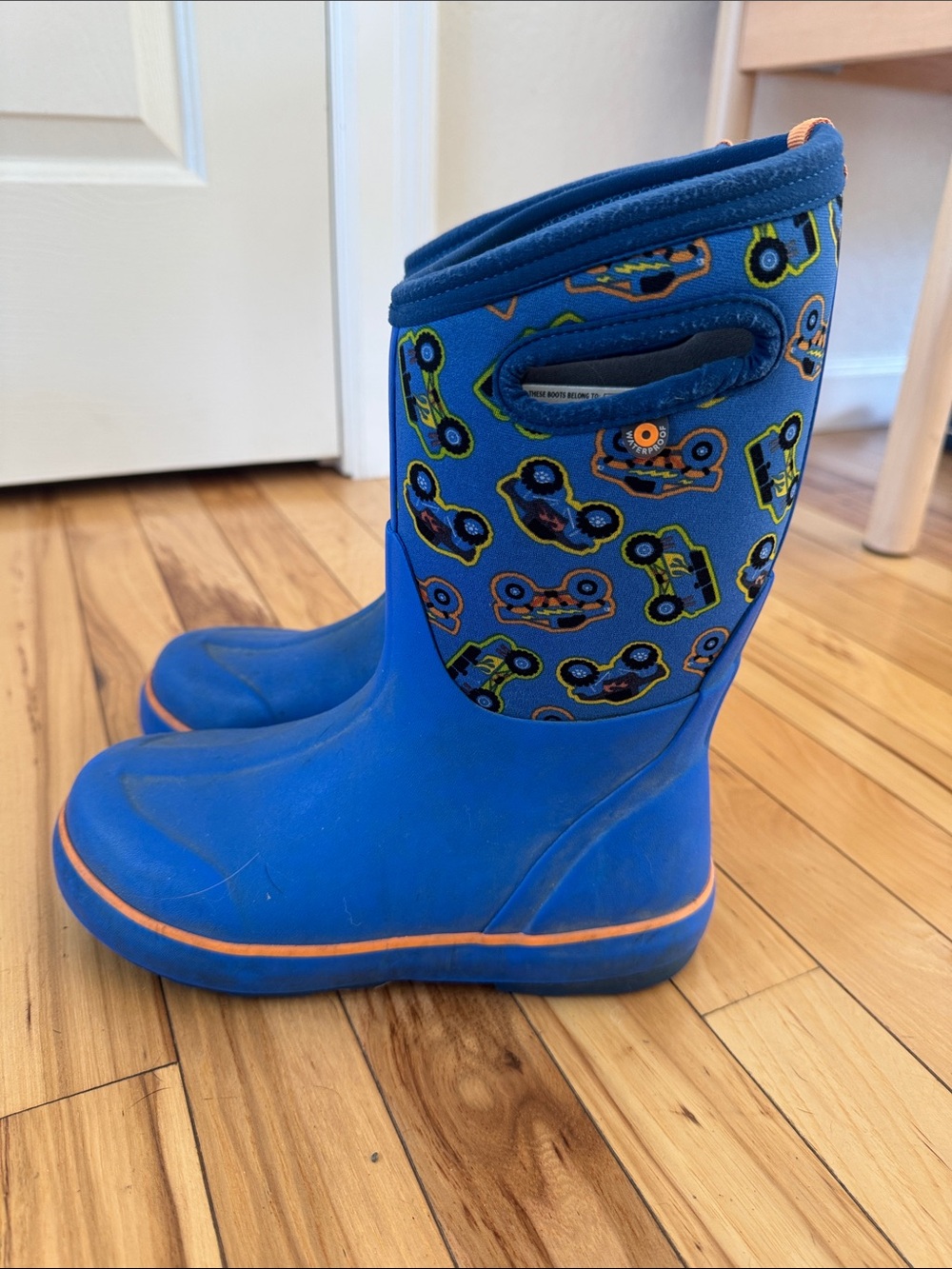 Kids Blue Monster Truck Bog Boots